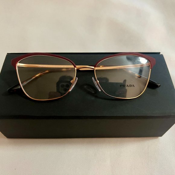 PRADA VPR62X Eyeglass Frames Red/Gold NEW - Picture 1 of 6